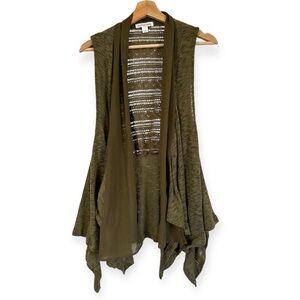 John Paul Richard Fall Fairy Open Front Knit Hanker-chief Hem Cardigan Size L